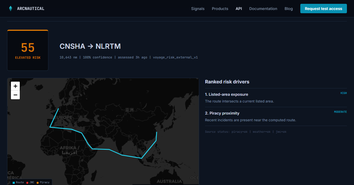 How to interpret a voyage-risk API response