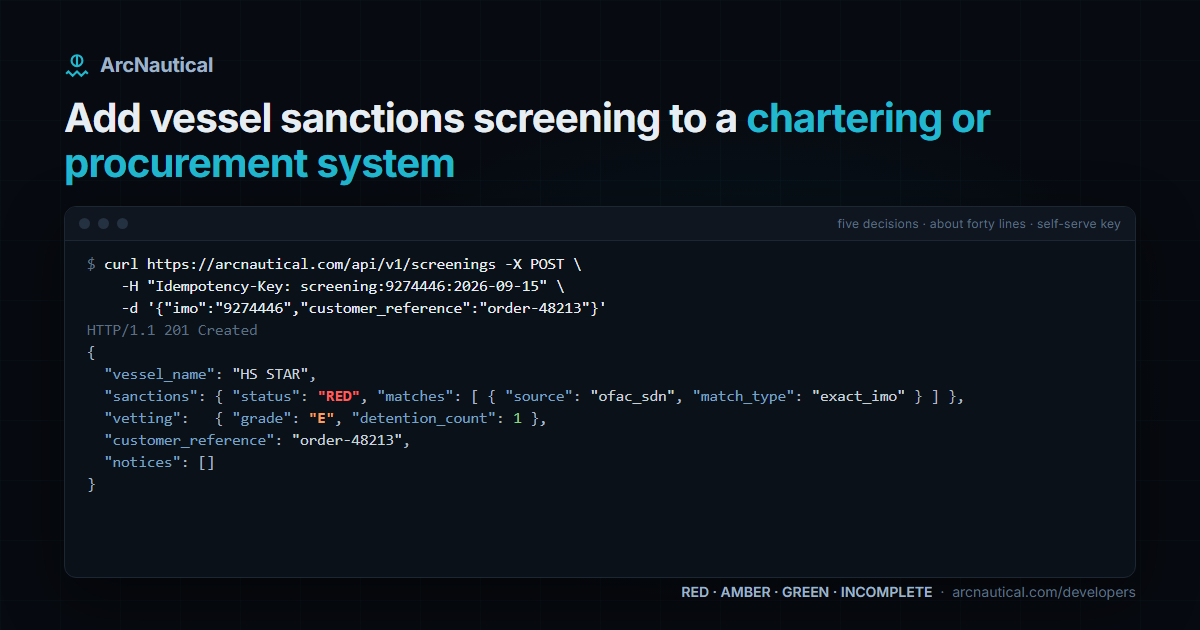 How to add vessel sanctions screening to a chartering or procurement system